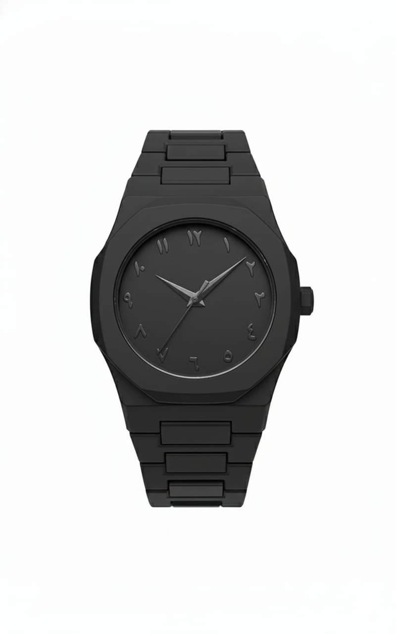 Aura Watch | Arabic Dial | Jet Black | Fibre Quality | Light Weight ( 47g )