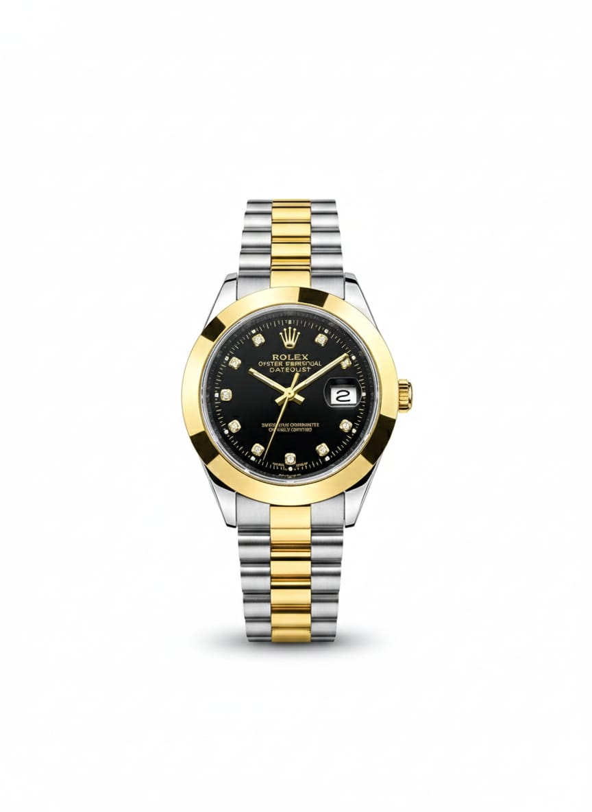 Rolex Oyster Perpetual | Date Just | Master Quality | Stainless Steel | Two Tone Plain Black Dial