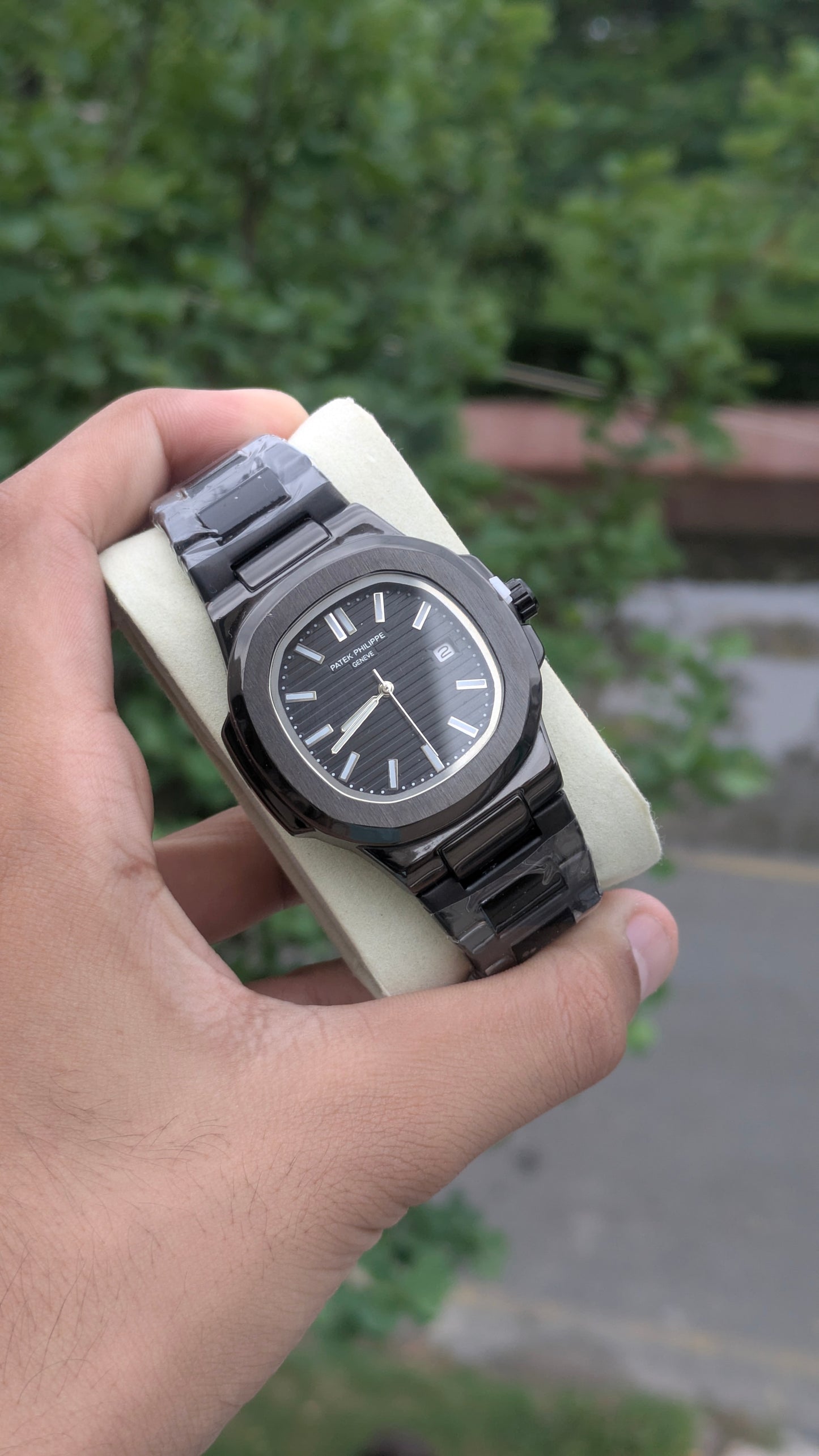 Patek Phillipe Geneve | Stainless Steel | Heavy Weight | Jet black | Date working