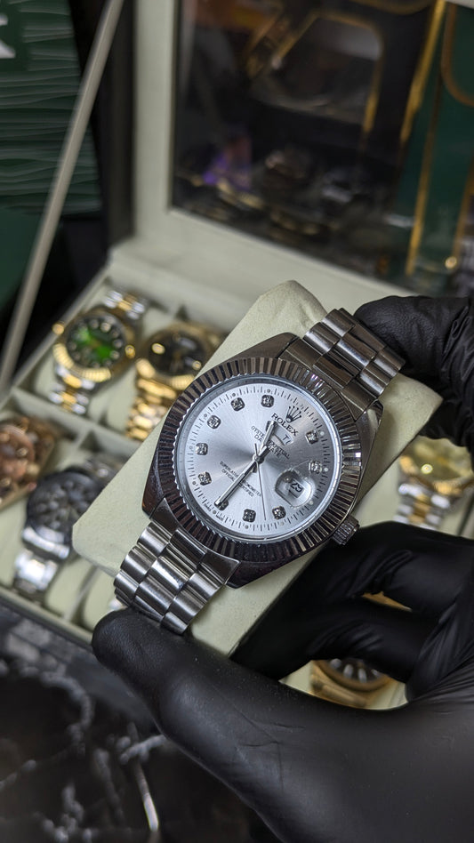 Rolex Oyster Perpetual | Master Quality | Silver White| Crown Lock | Day Date