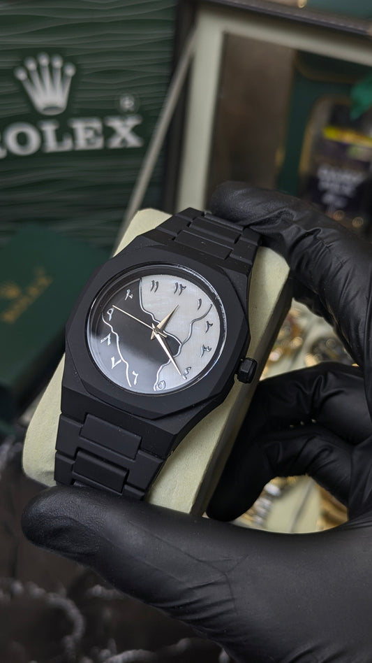 Arabic Aura Watch | Fibre Quality | Black & White dial