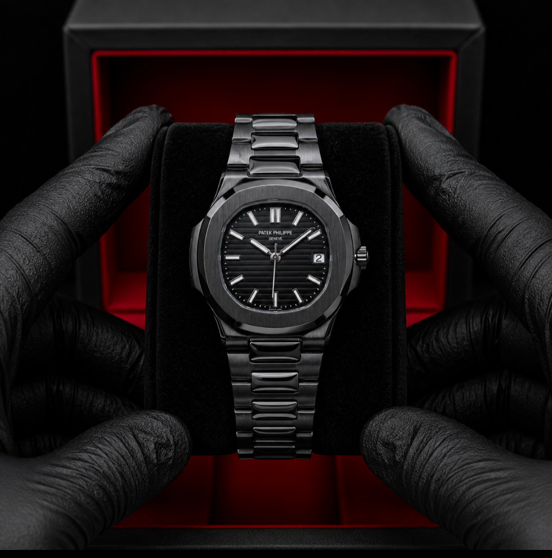 Patek Phillipe Geneve | Stainless Steel | Heavy Weight | Jet black | Date working