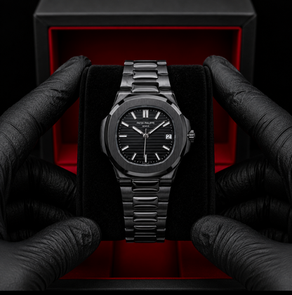 Patek Phillipe Geneve | Stainless Steel | Heavy Weight | Jet black | Date working