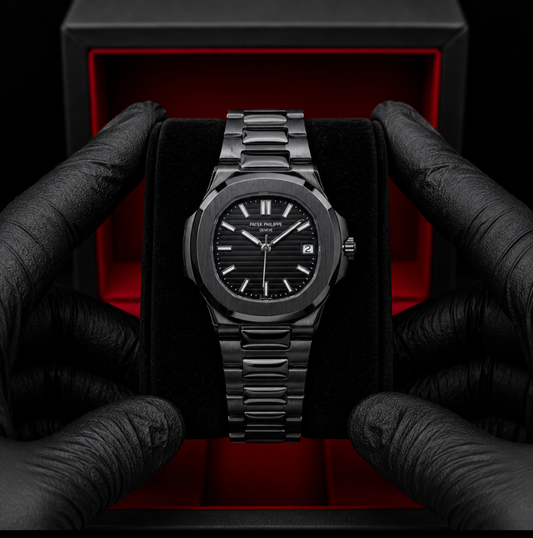 Patek Phillipe Geneve | Stainless Steel | Heavy Weight | Jet black | Date working