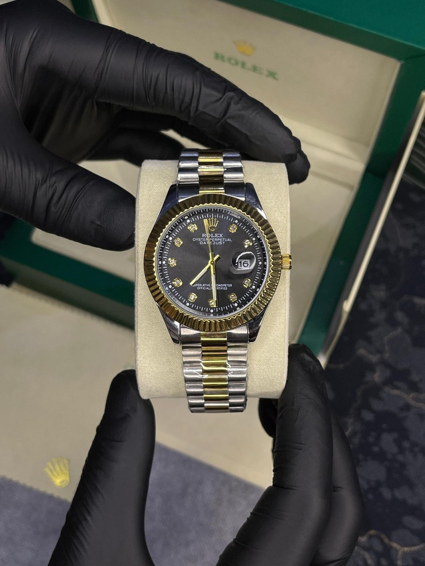 Rolex Oyster Perpetual | Date Just | Master Quality | Stainless Steel | Two Tone Plain Black Dial