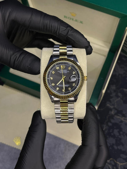 Rolex Oyster Perpetual | Date Just | Master Quality | Stainless Steel | Two Tone Plain Black Dial