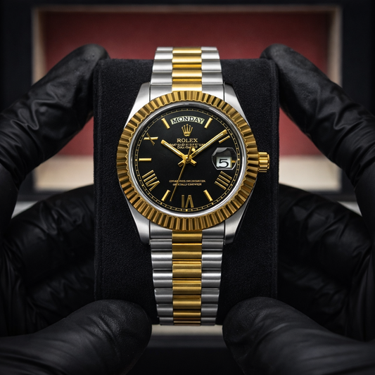 Rolex Oyster Perpetual | Master Quality | High Grade | Two Tone Black | Crown Lock | Full Day-Date