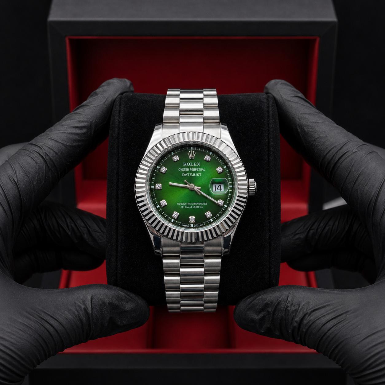 Rolex Oyster Perpetual | Silver Green | Master Quality | Date Just