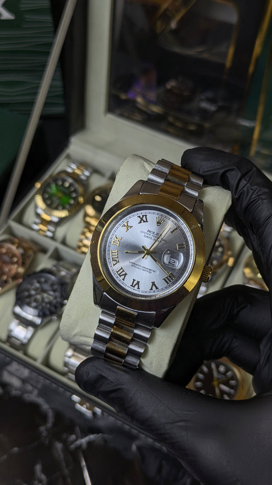 Rolex Oyster Perpetual | Master Quality | Two Tone White | Crown Lock | Date Just