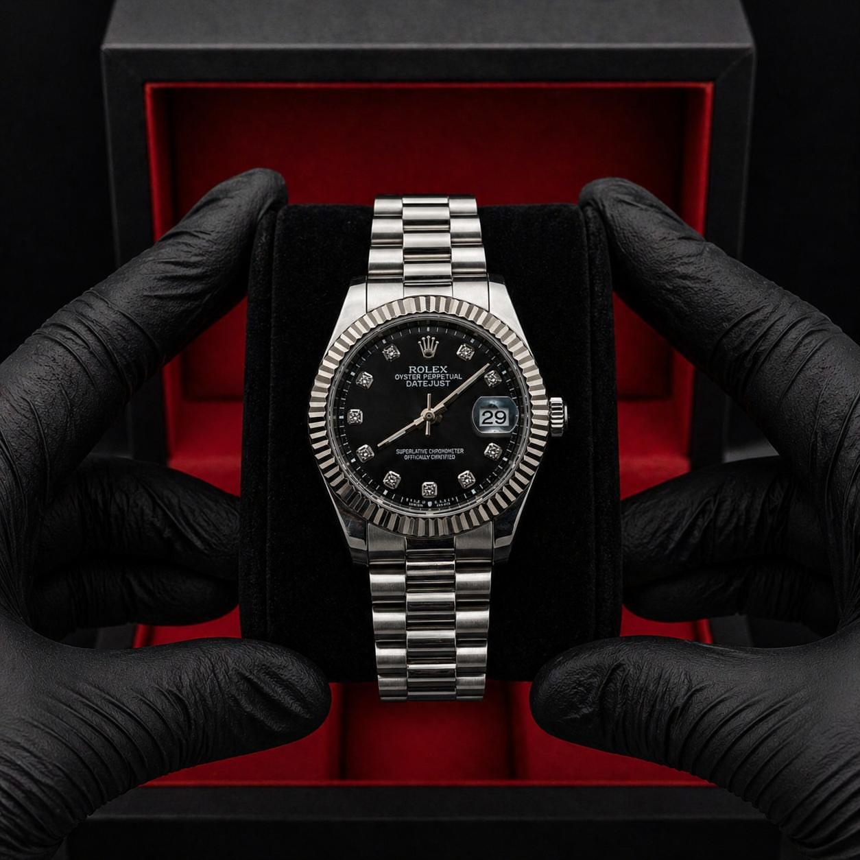 Rolex Oyster Perpetual | Silver Black | Master Quality | Date Just