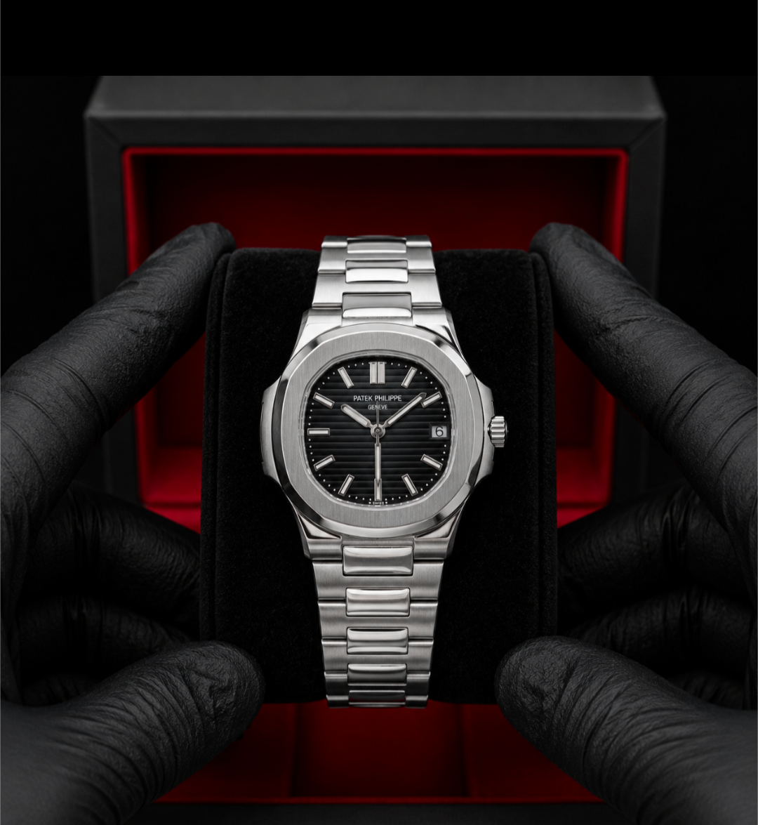 Patek Phillipe Geneve | Stainless Steel | Heavy Weight | Silver black | Date working