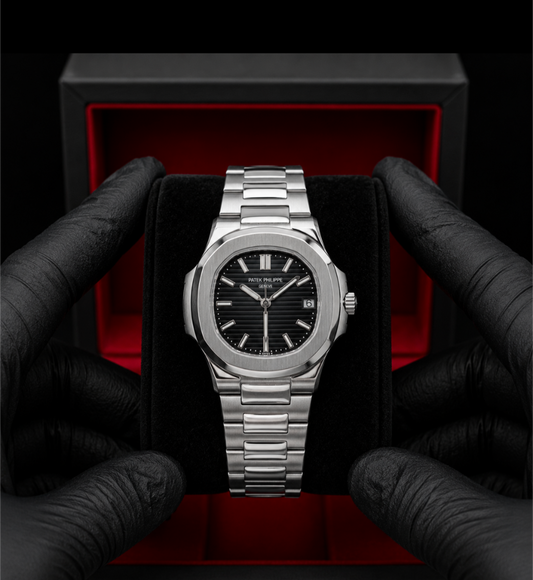 Patek Phillipe Geneve | Stainless Steel | Heavy Weight | Silver black | Date working