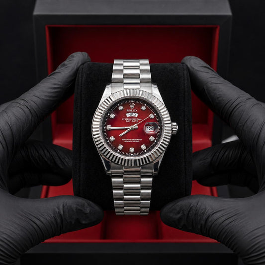 Rolex Oyster Perpetual | Silver Red | Master Quality | Date Just