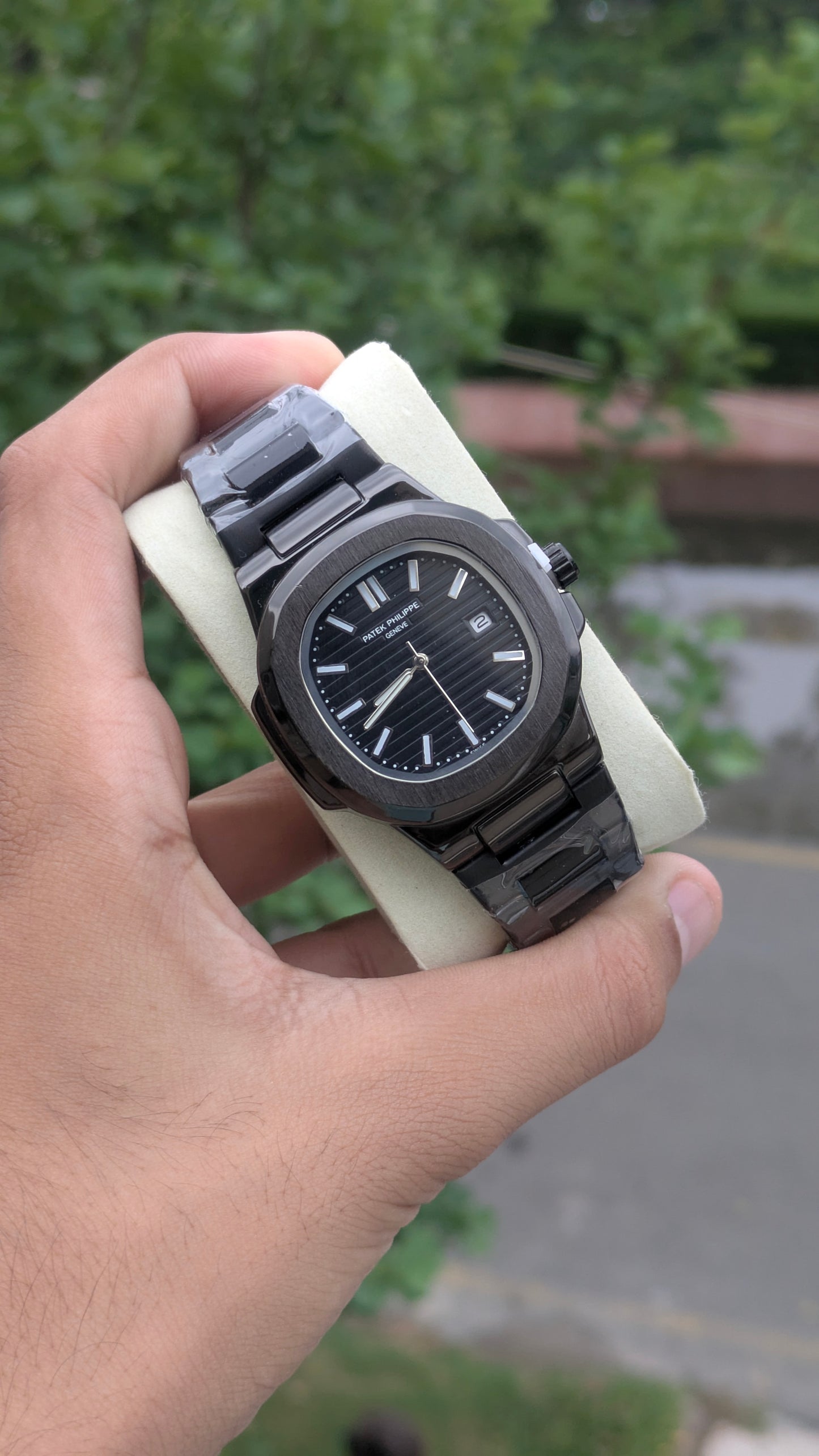 Patek Phillipe Geneve | Stainless Steel | Heavy Weight | Jet black | Date working